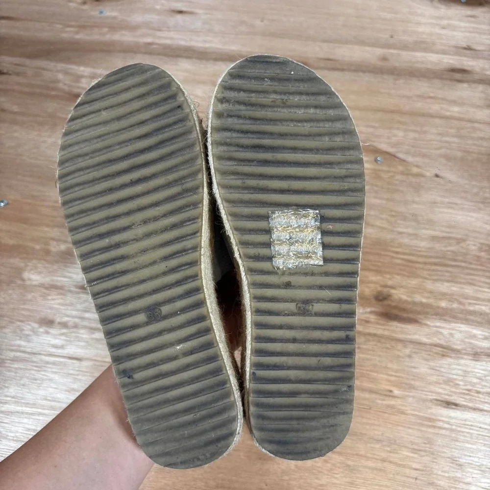 Cool My Shoes Women's Blue Suede Espadrille Platform Slide Sandals Size 7 EUR 38